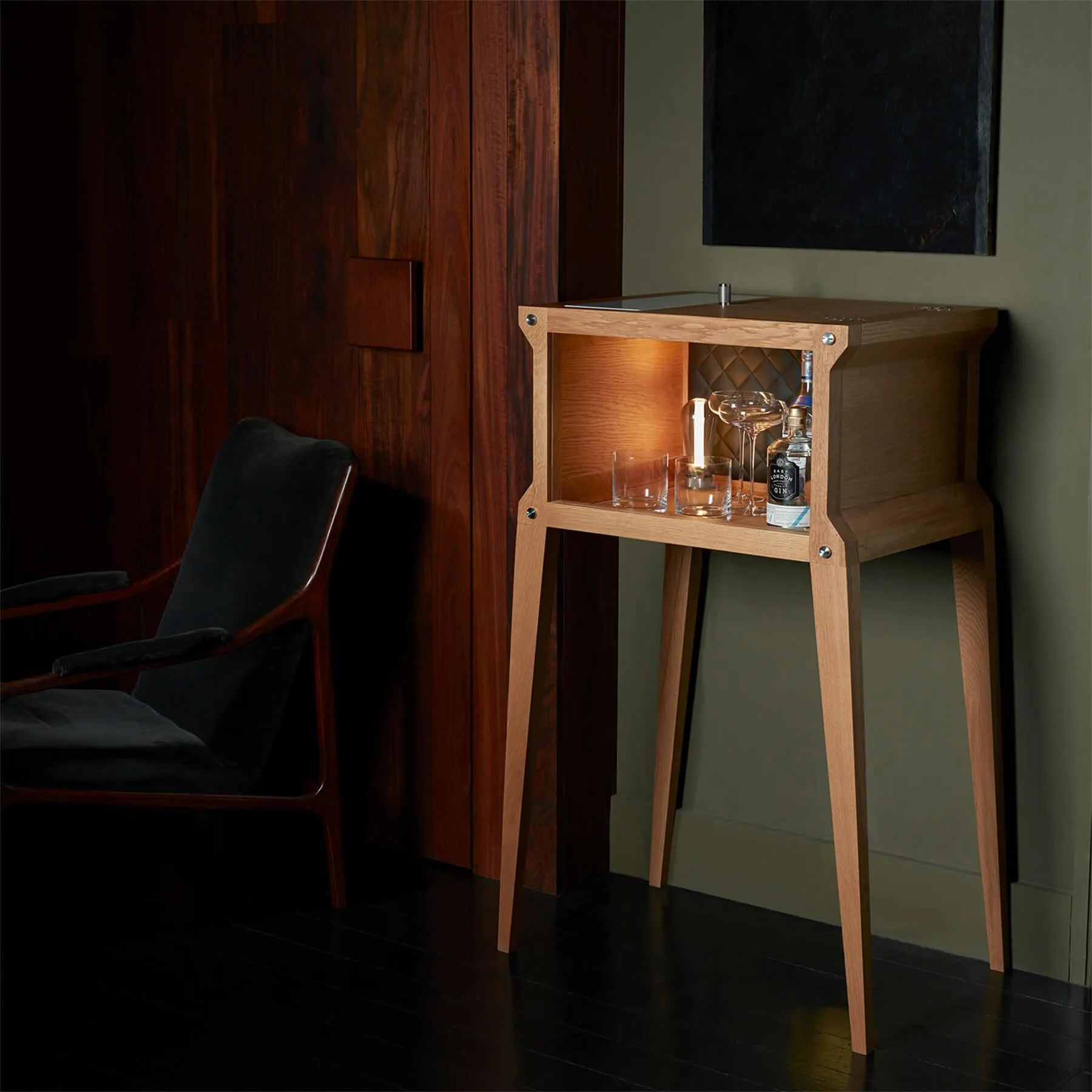 Cocktail Bar with Storage - Natural, Oak