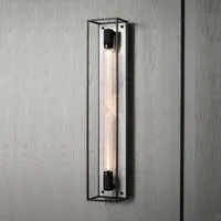 Extra Large Caged Wall Light - White, Metal