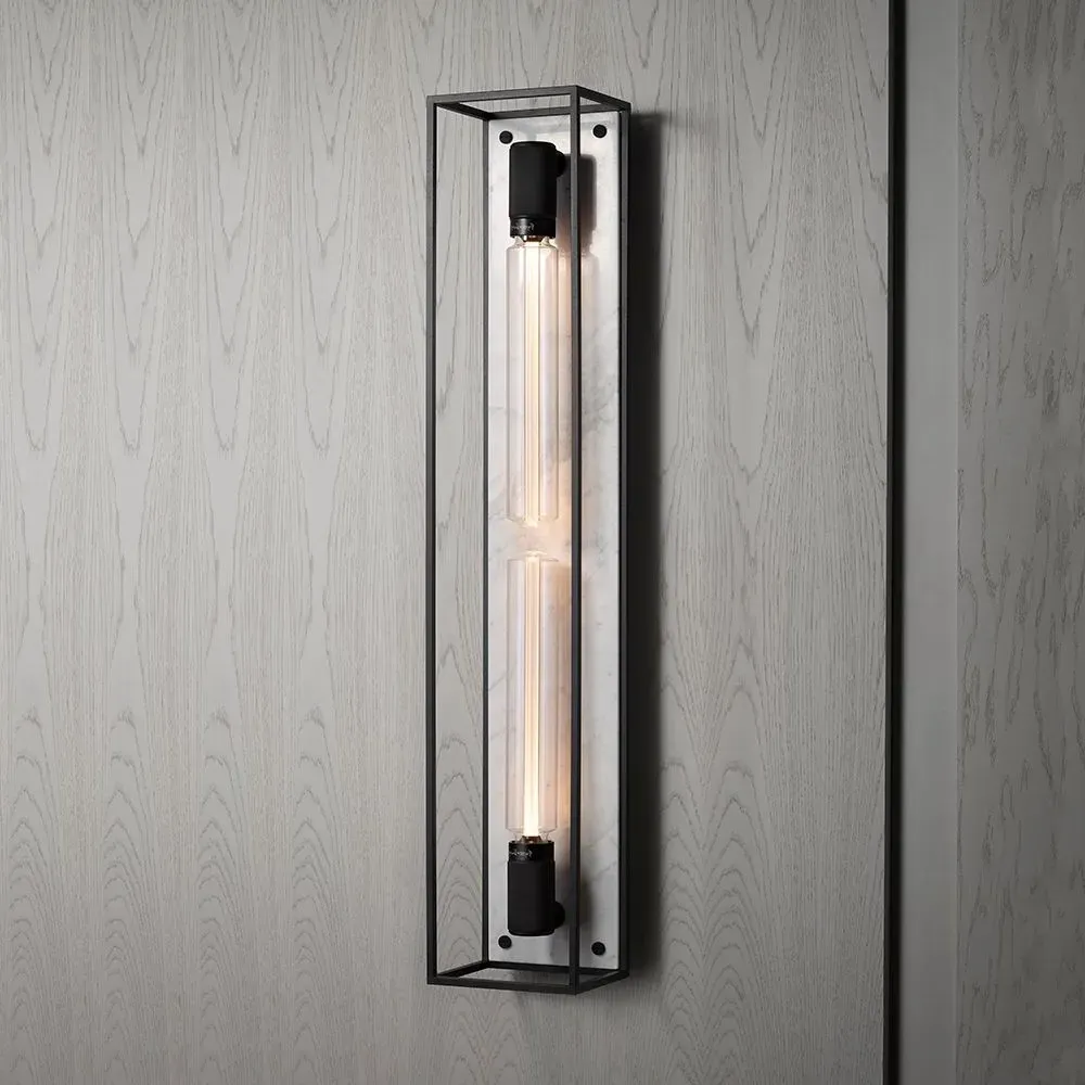 Extra Large Caged Wall Light - White, Metal