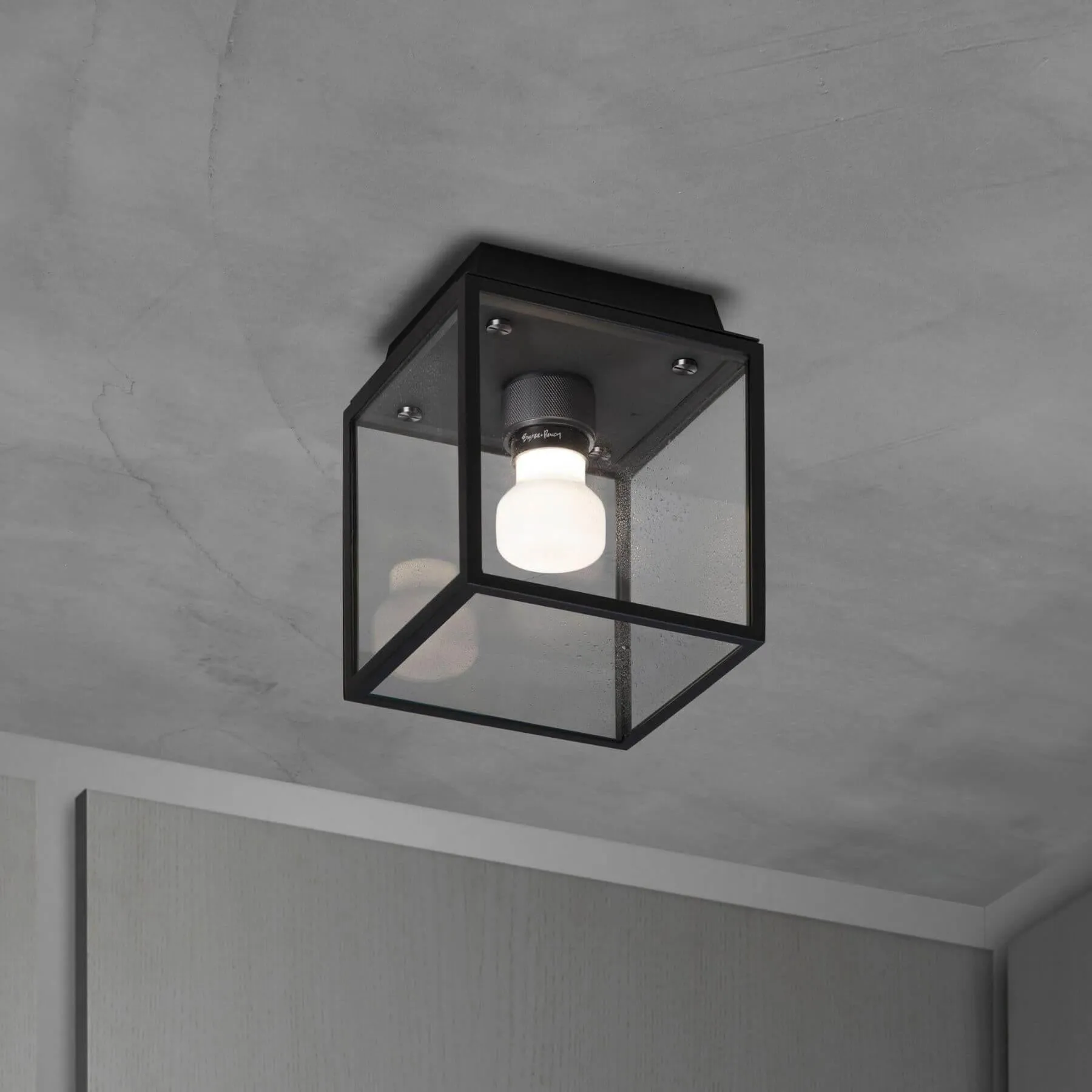 Flush Ceiling Light with Cage - Brass, Metal