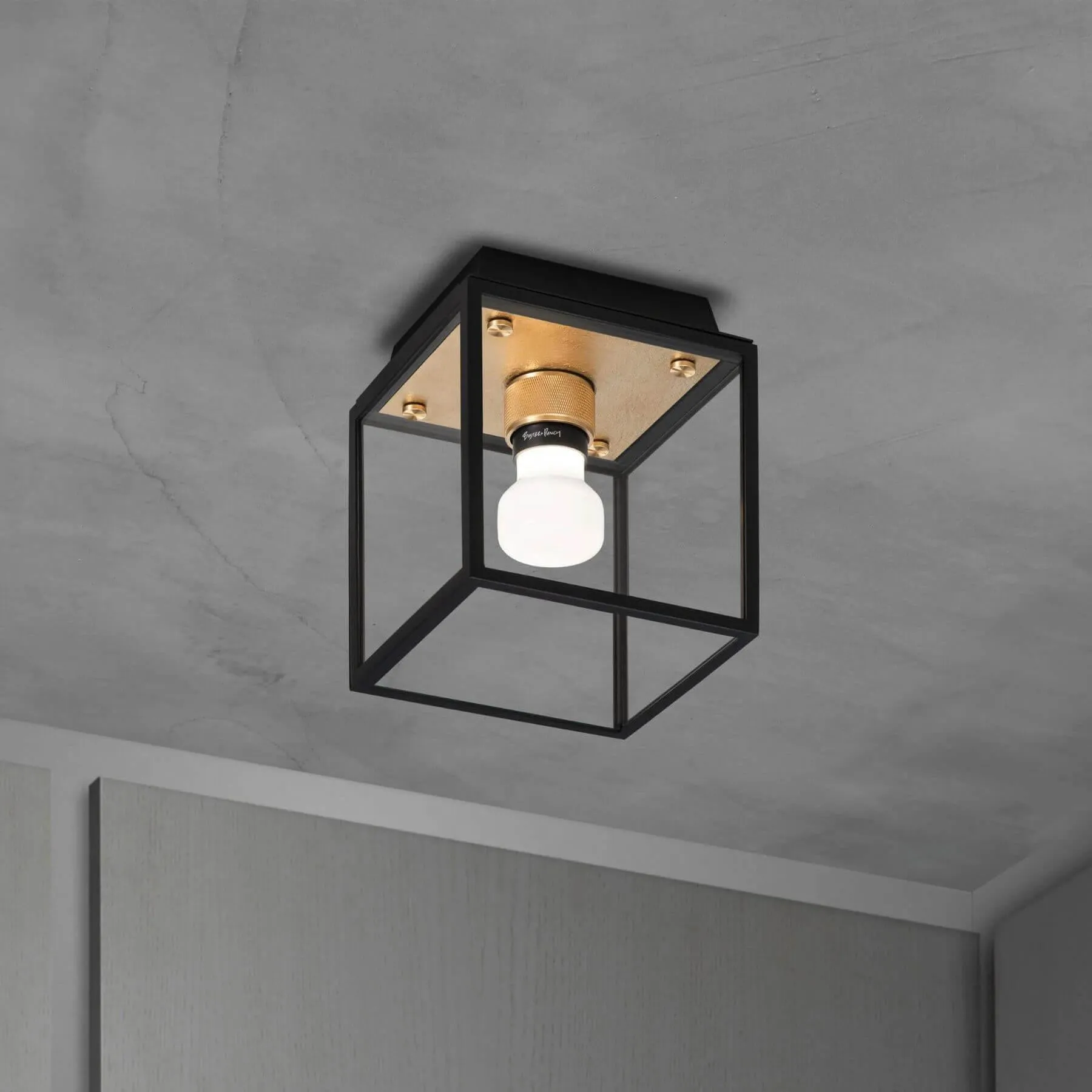 Flush Ceiling Light with Cage - Steel, Metal