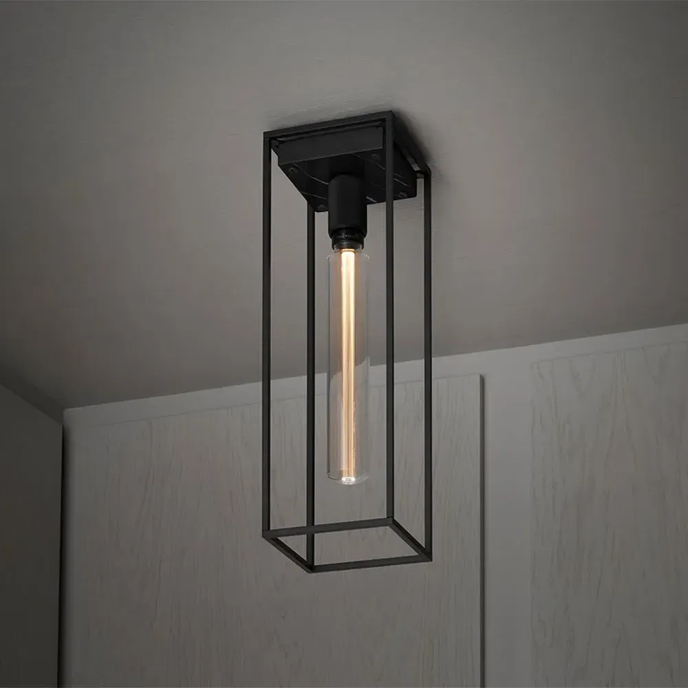 Large Caged Ceiling Light - White Marble, Metal