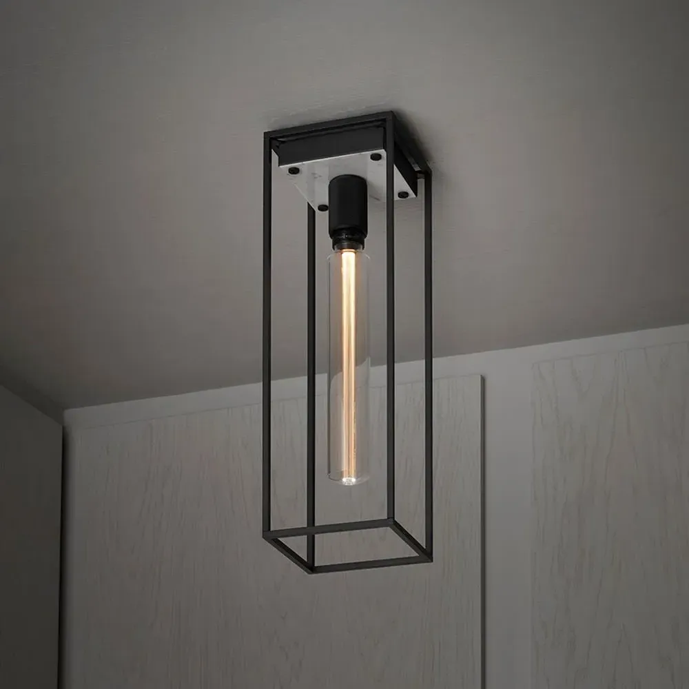 Large Caged Ceiling Light - White Marble, Metal