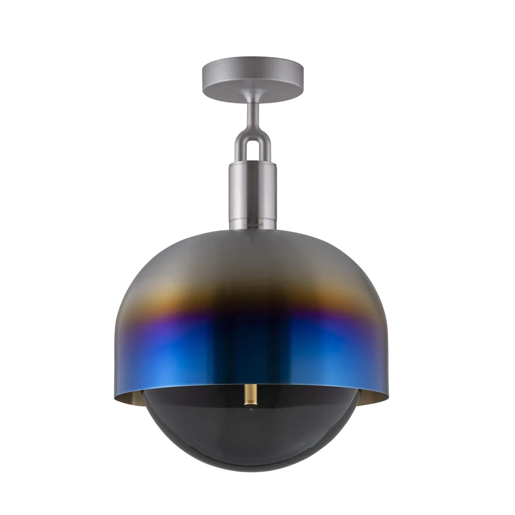 Large Ceiling Globe Light with Shade - Burnt Steel, Metal