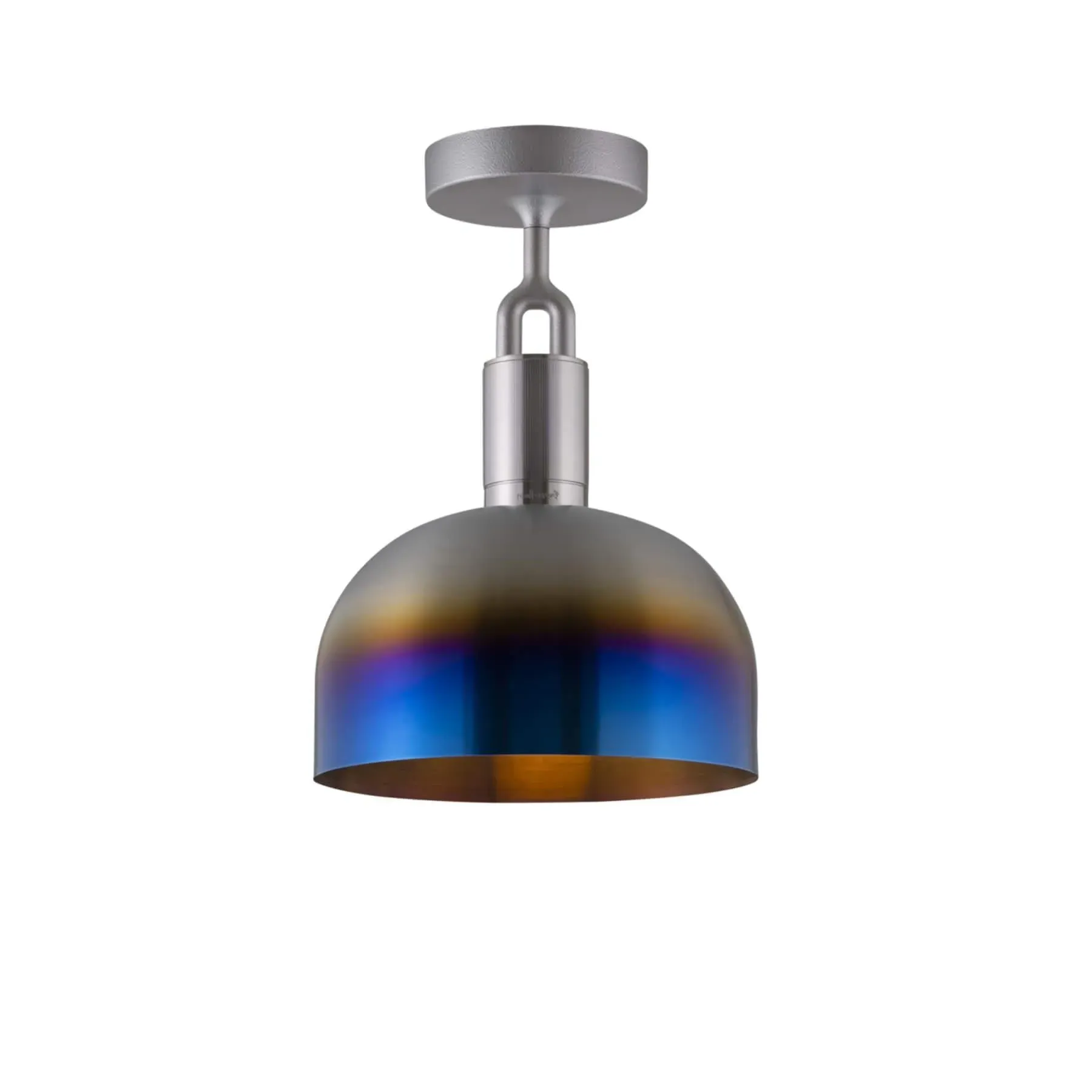 Large Ceiling Shade with Knurl Pattern - Burnt Steel