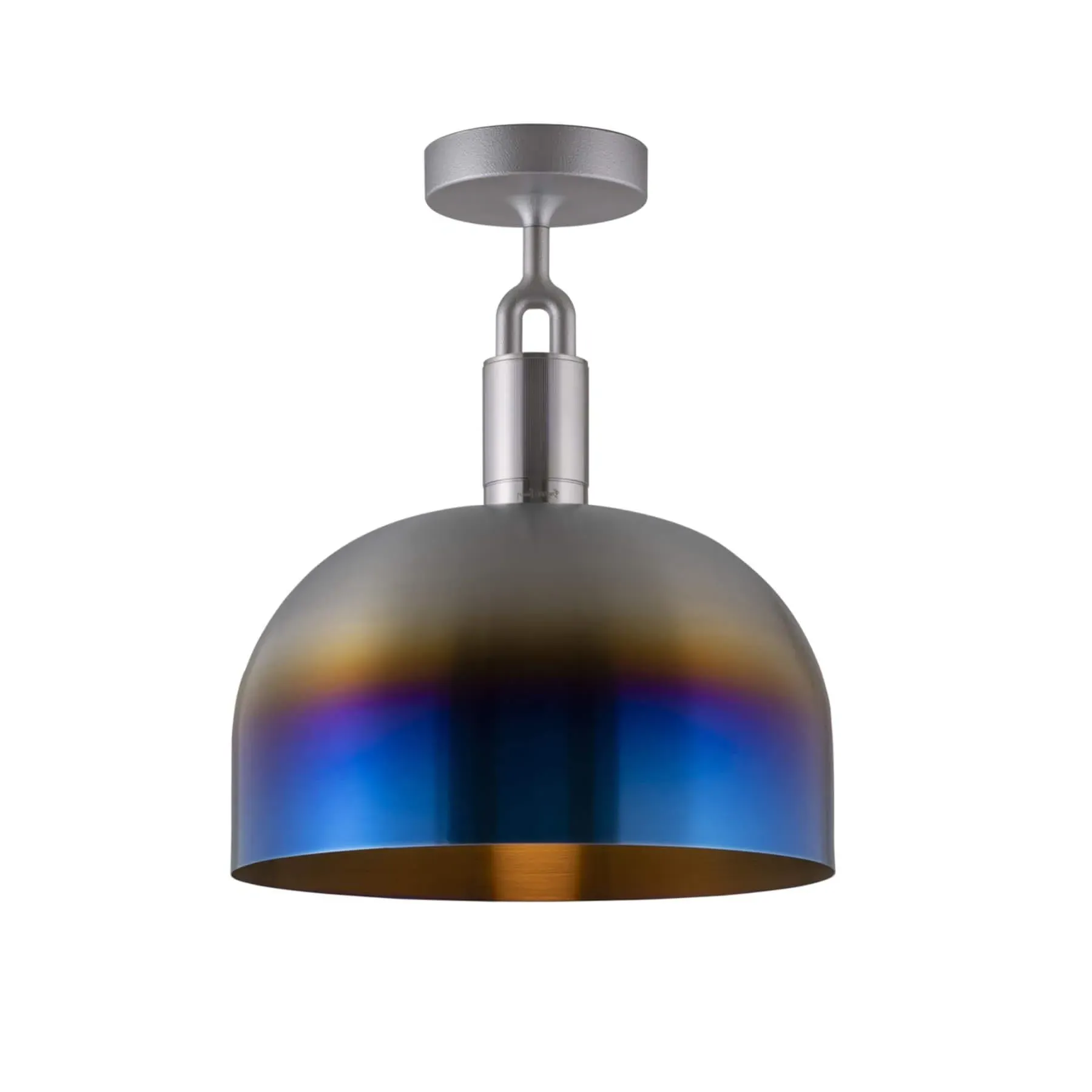 Large Ceiling Shade with Knurl Pattern - Burnt Steel