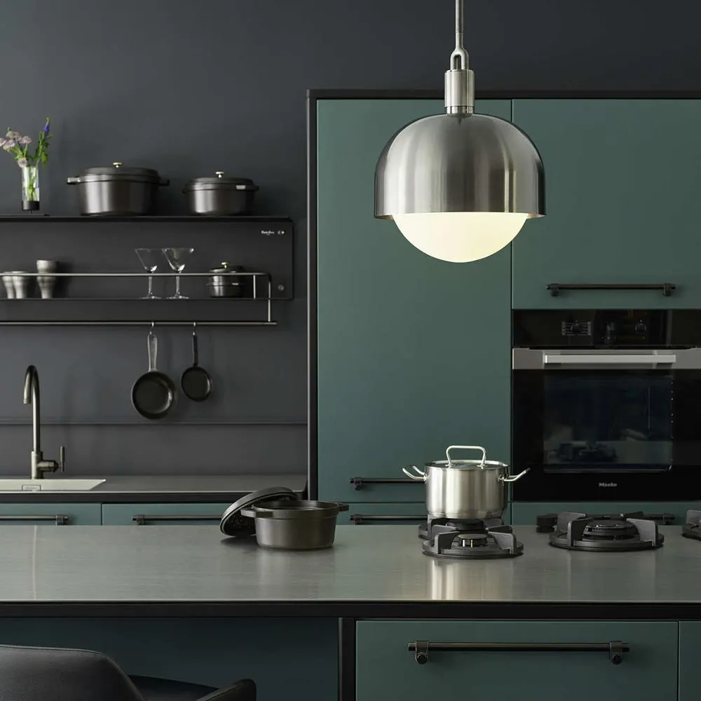 Large Forked Pendant Light - Gun Metal, Metal