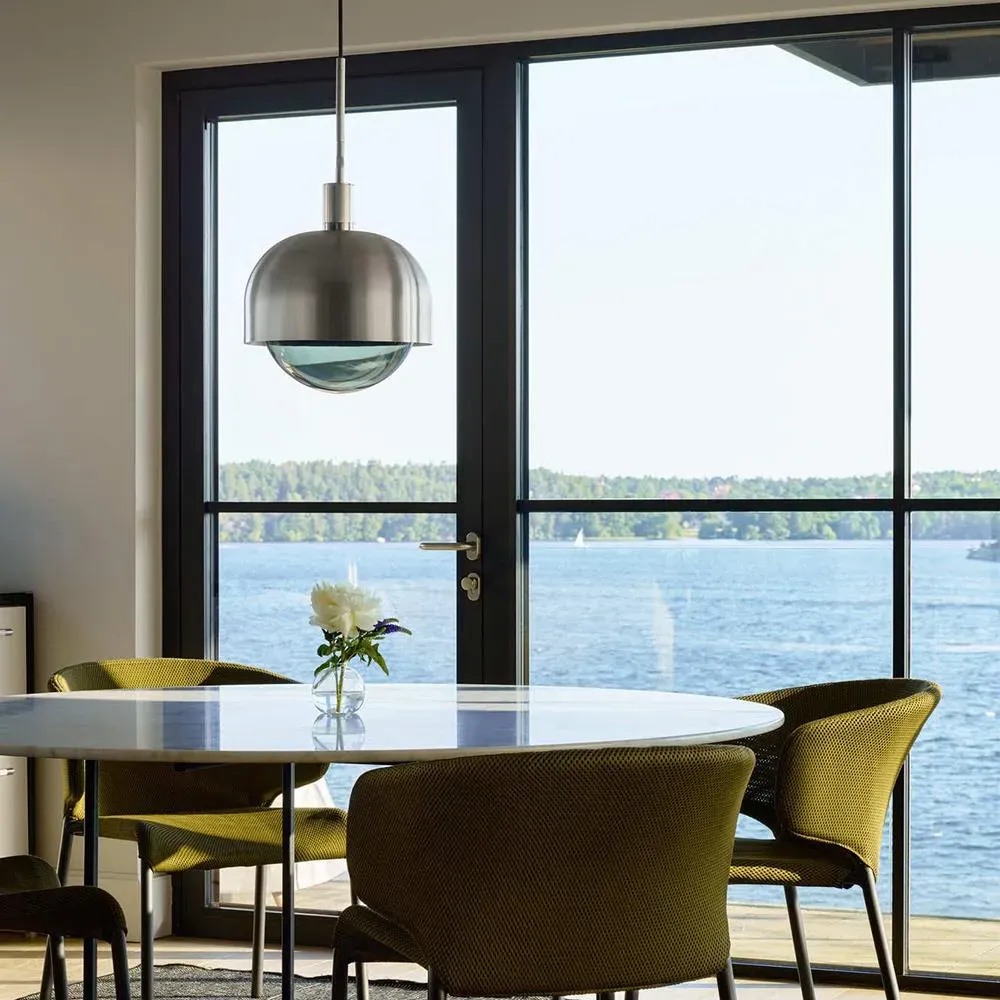 Large Forked Pendant Light - Steel, Metal