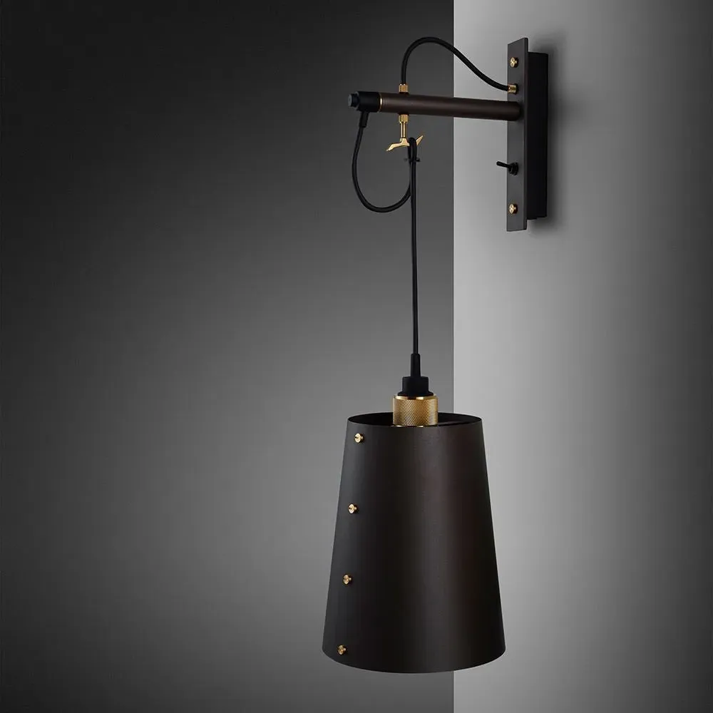Large Hooked Wall Light with Shade - Graphite, Brass image