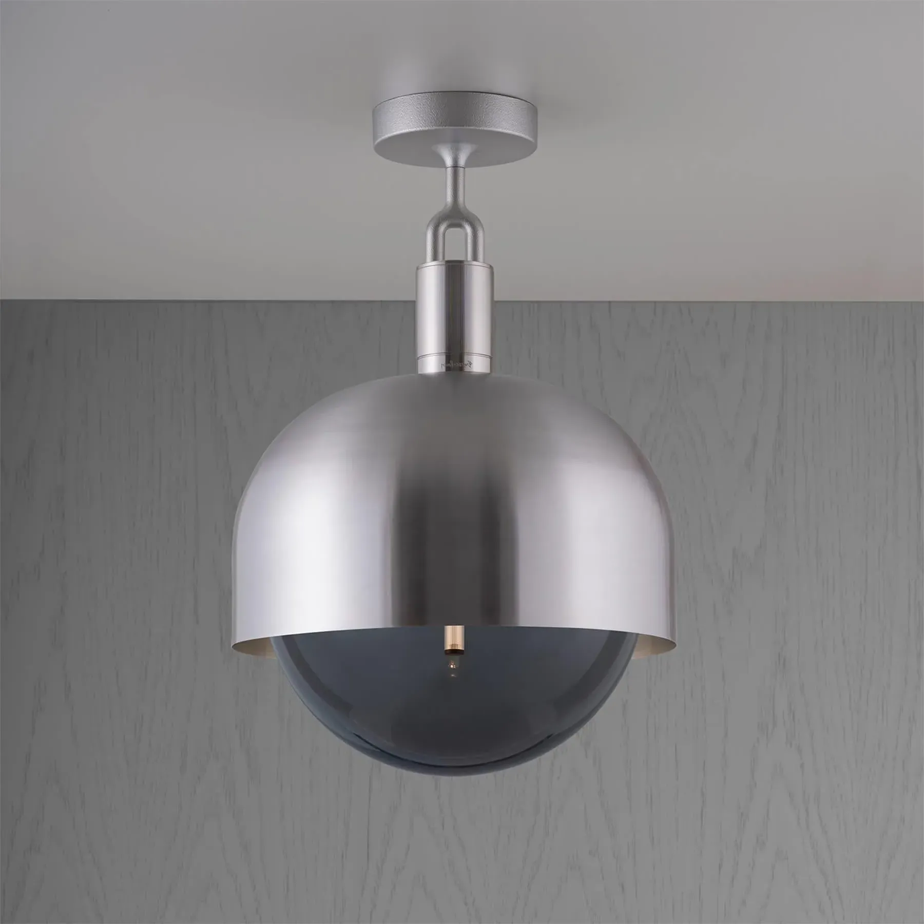 Medium Ceiling Globe Light with Shade - Burnt Steel, Metal