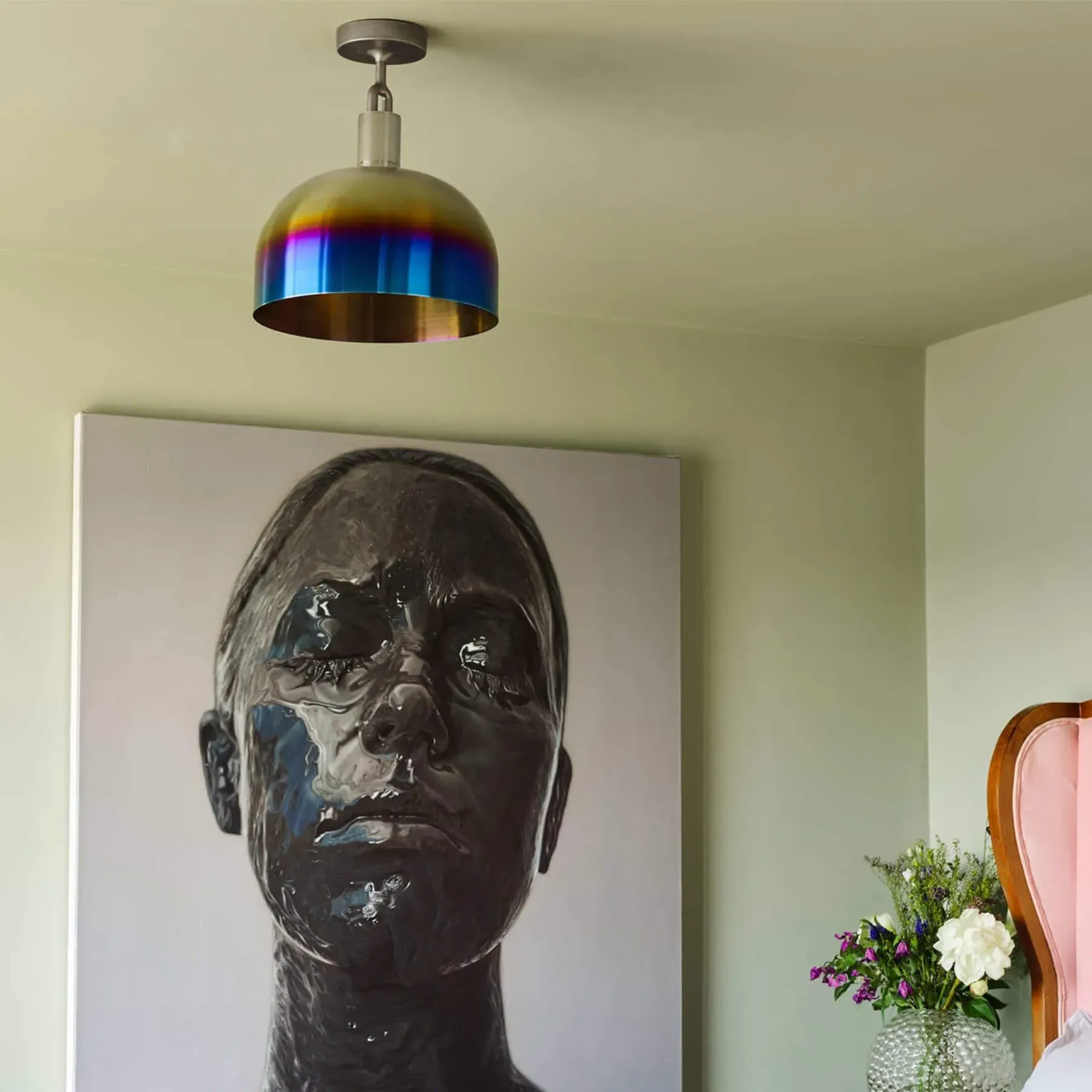 Medium Ceiling Shade with Knurl Pattern - Gun Metal