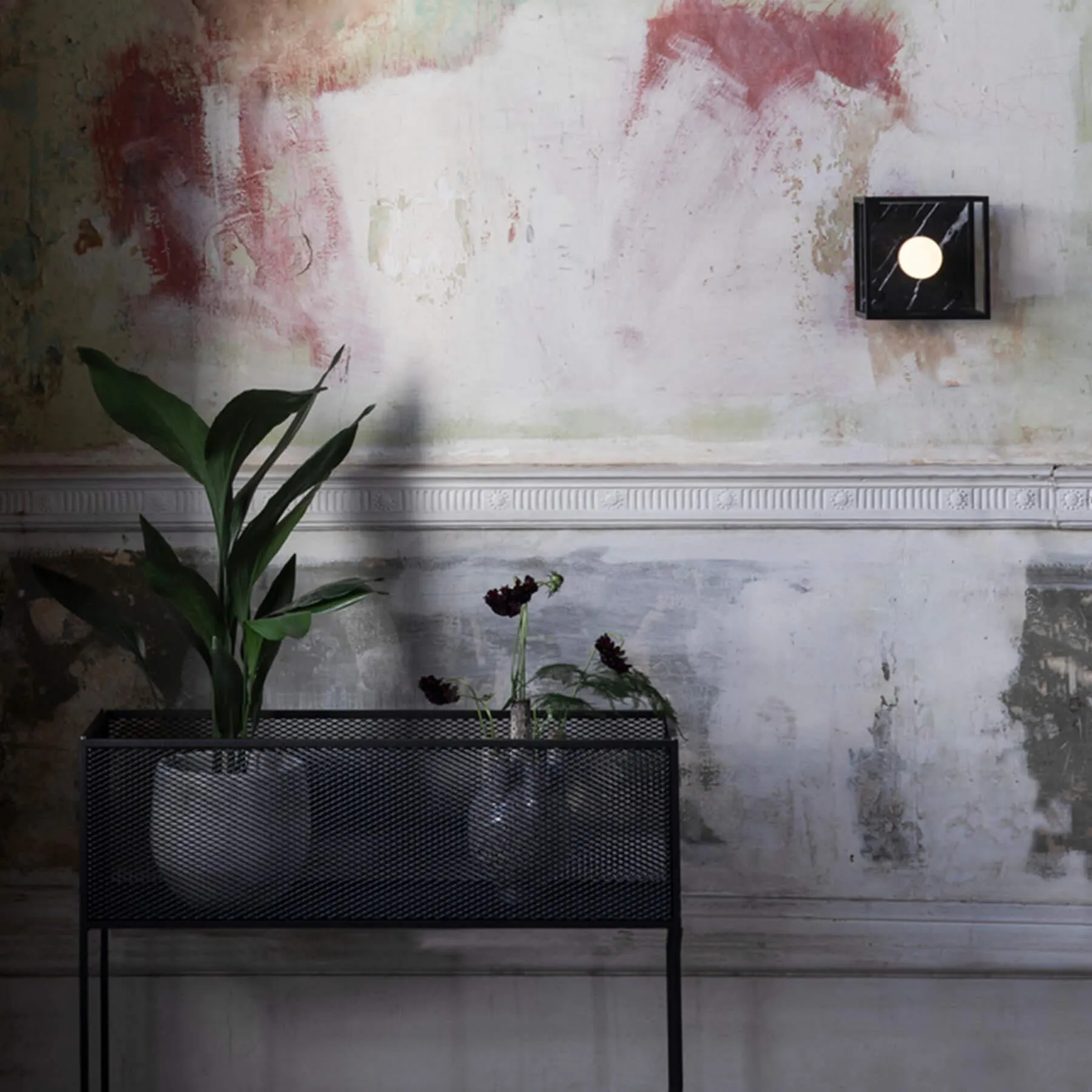 Meshed Planter with Perforated Design - Black Steel