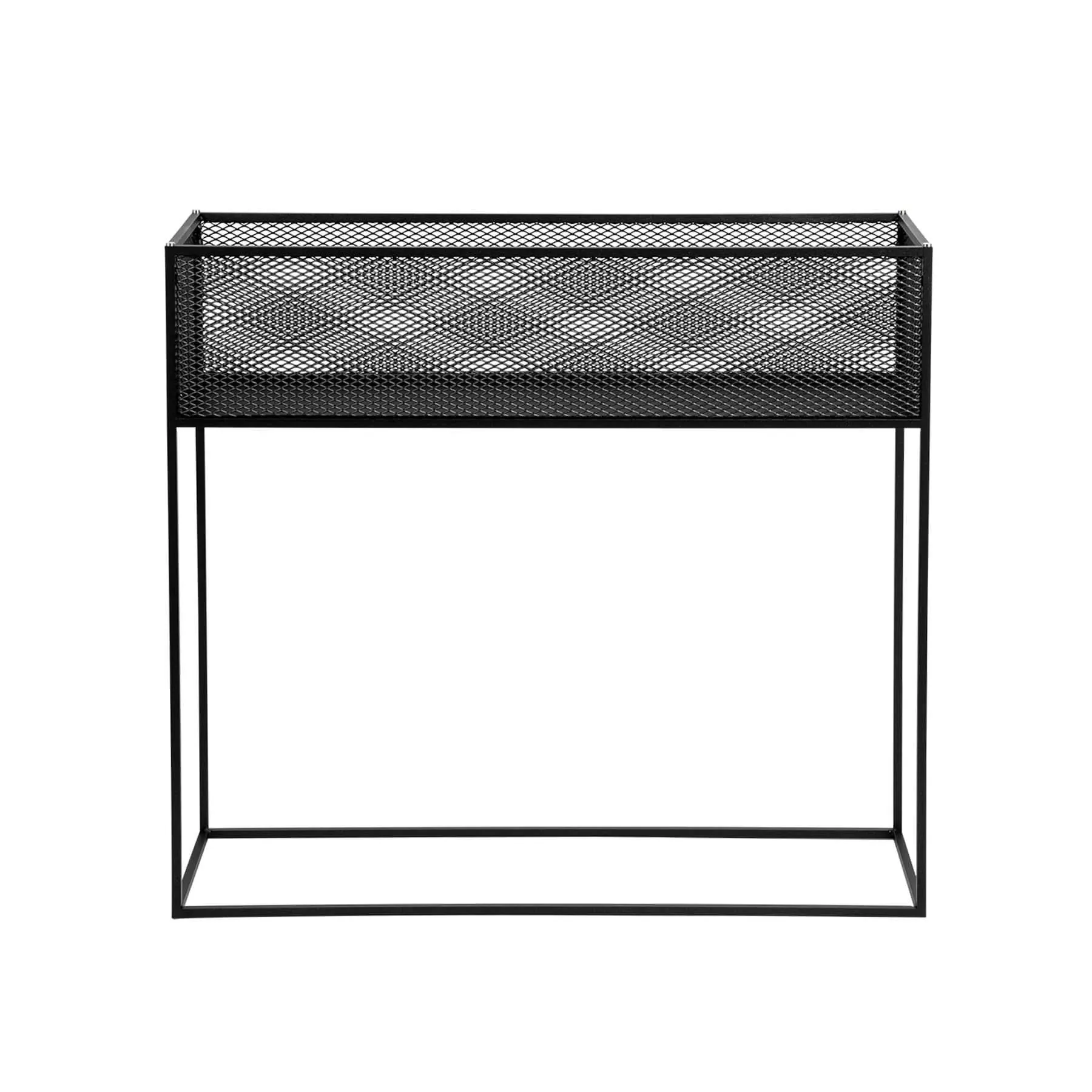 Meshed Planter with Perforated Design - Black Steel