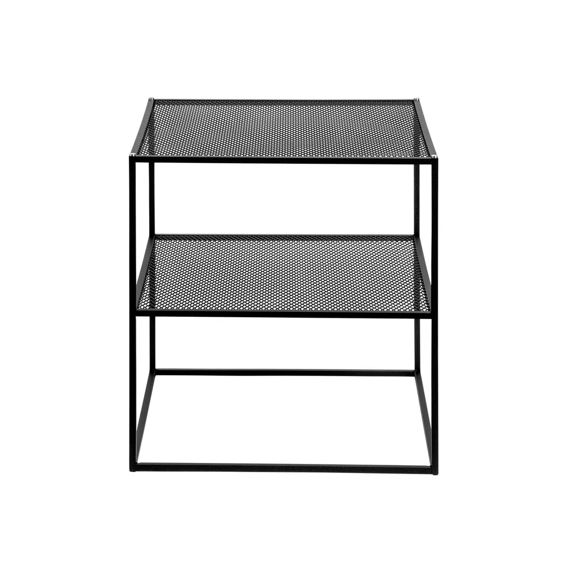 Meshed Side Table with Perforated Design - Black Steel image