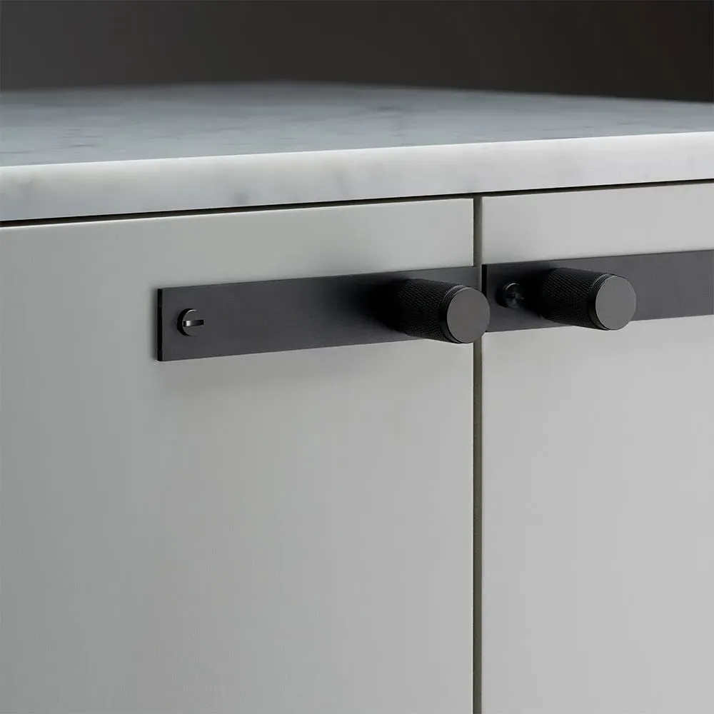 Pair Furniture Knobs with Plate - Smoked Bronze