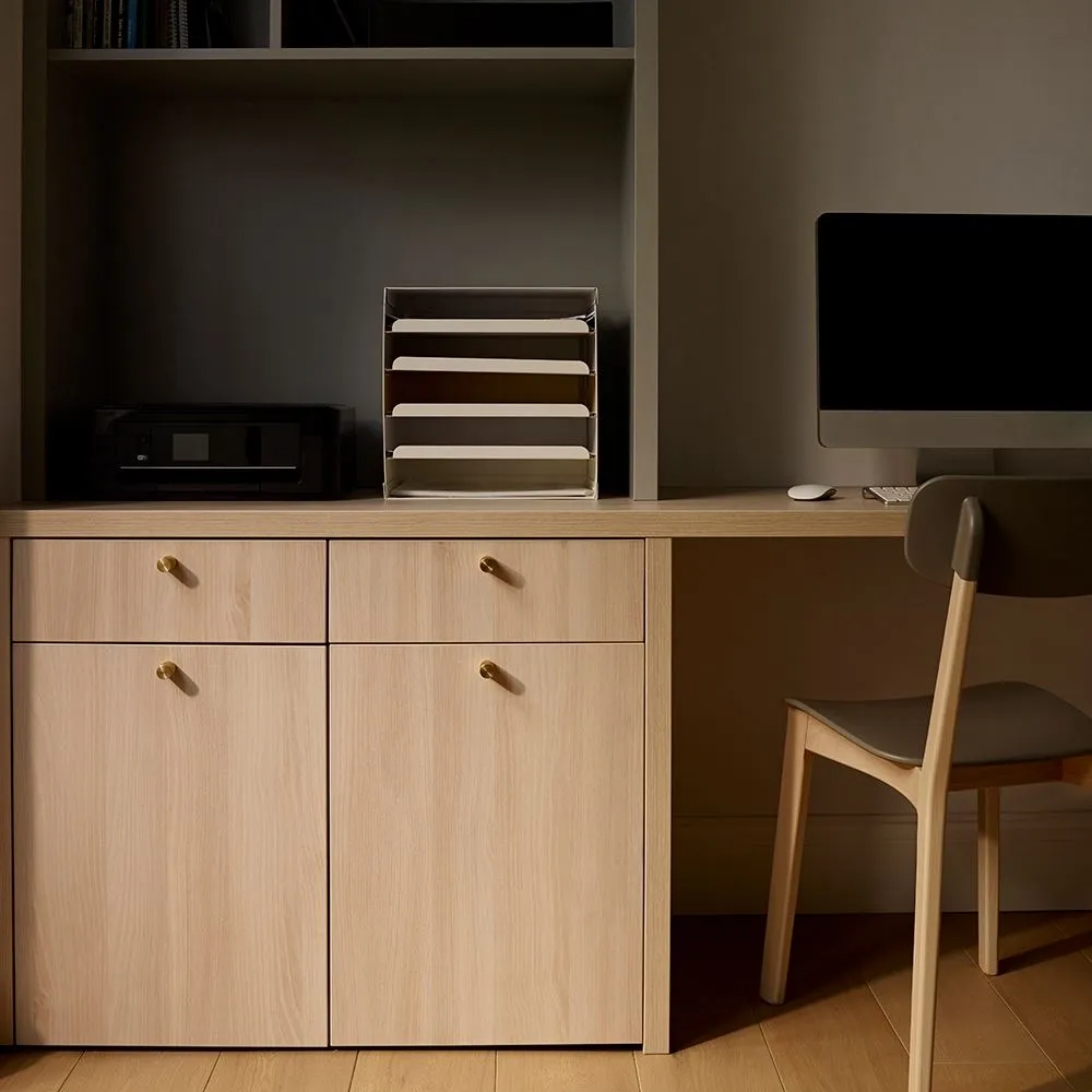 Pair Furniture Knobs with Plate - Smoked Bronze