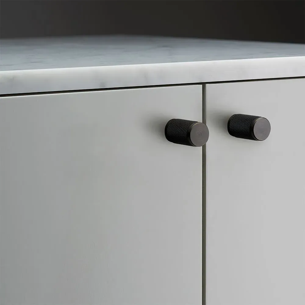 Pair Furniture Knobs with Plate - Steel