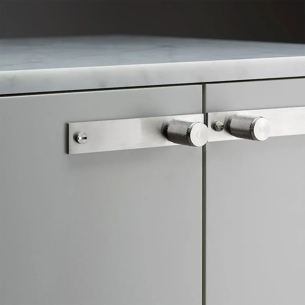 Pair Furniture Knobs with Plate - Steel