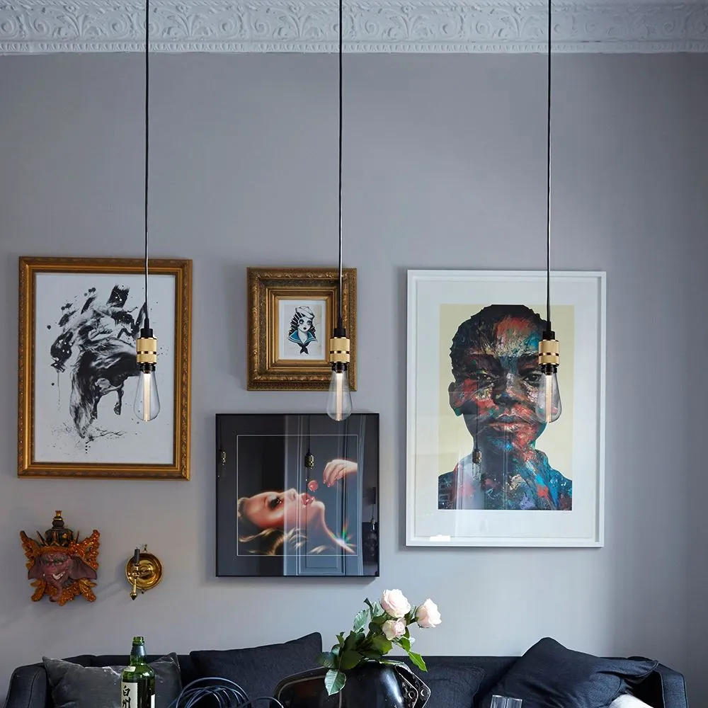 Single Pendant Light with Hook - Bronze, Metal