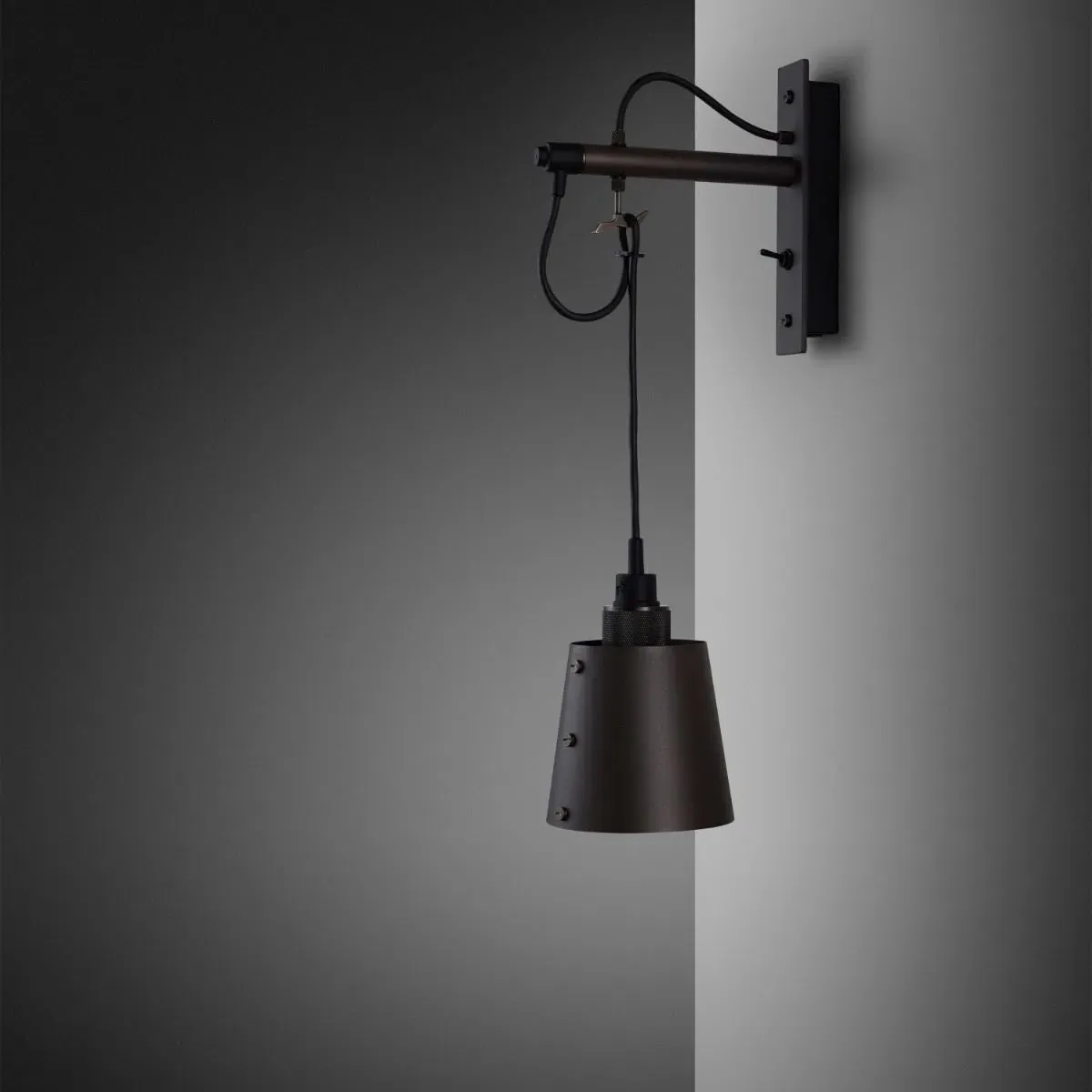Small Hooked Wall Light with Shade - Graphite, Steel