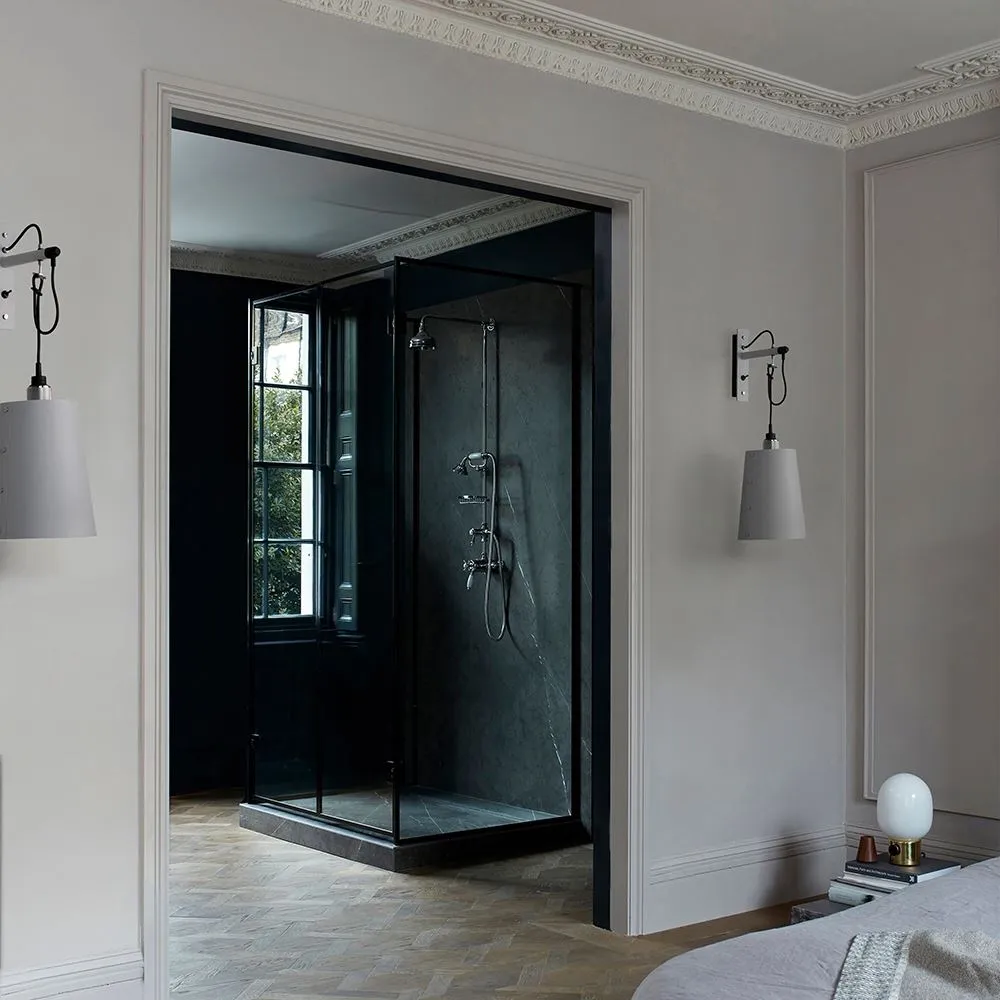 Small Hooked Wall Light with Shade - Stone, Brass