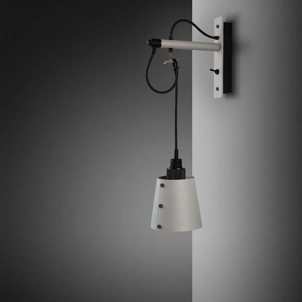 Small Hooked Wall Light with Shade - Stone, Bronze