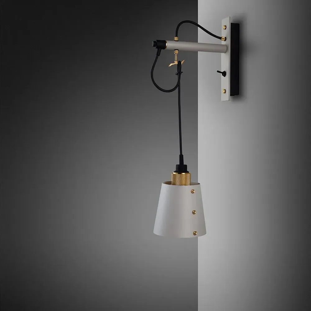 Small Hooked Wall Light with Shade - Stone, Steel