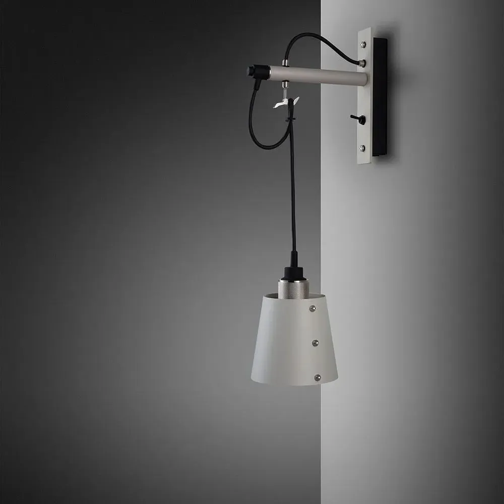 Small Hooked Wall Light with Shade - Stone, Steel