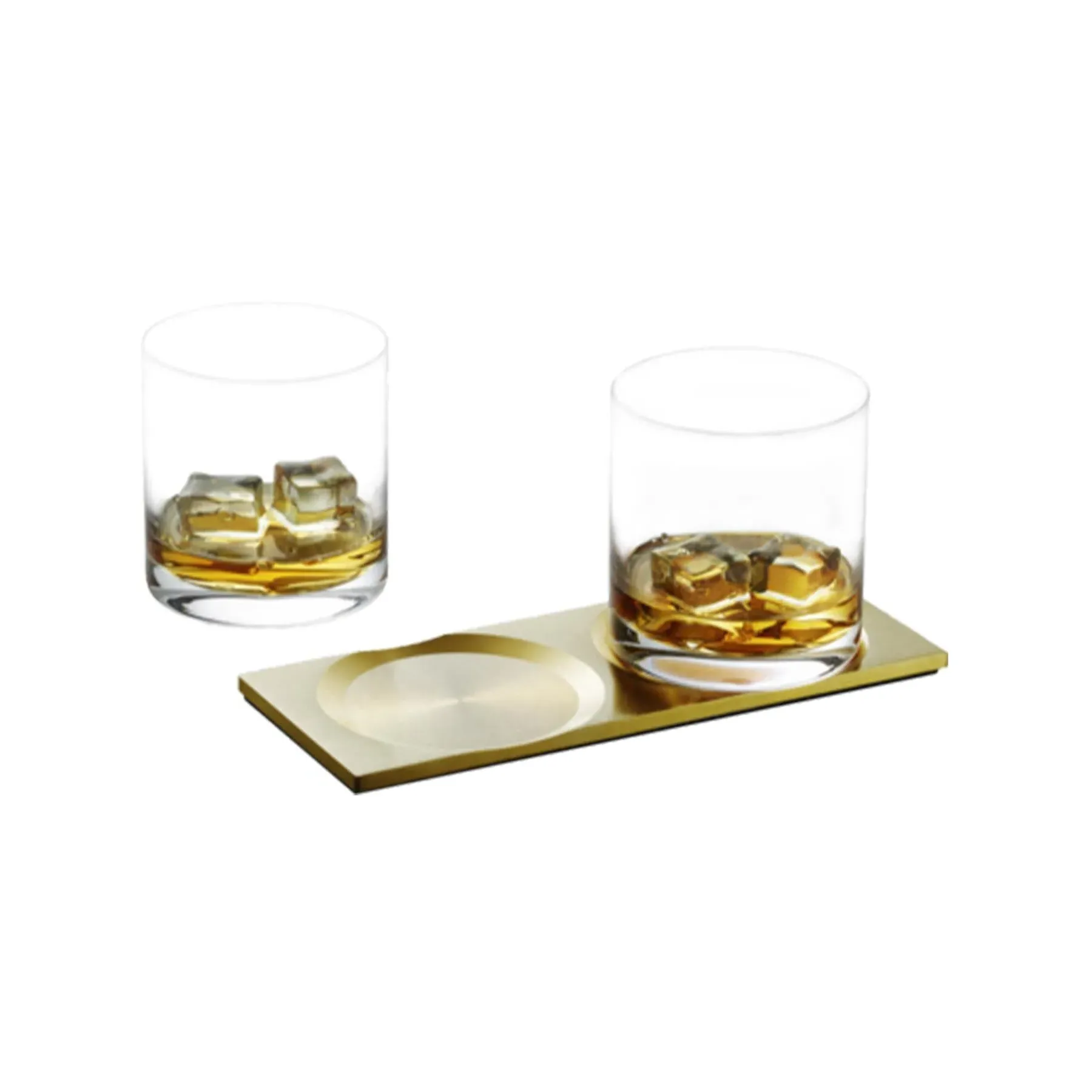 Whisky Tray with Glasses Set - Brass, Metal