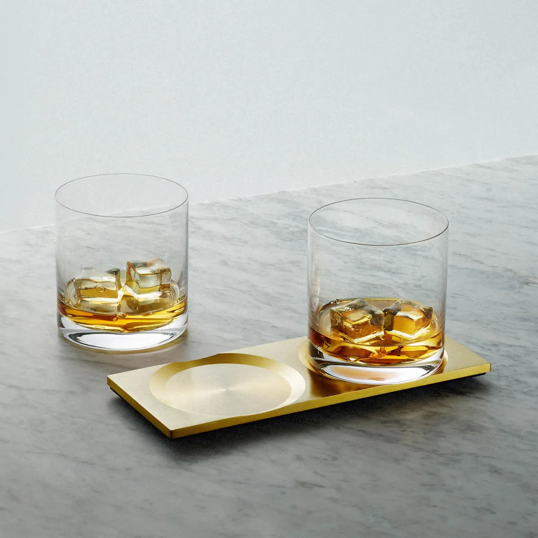 Whisky Tray with Glasses Set - Brass, Metal