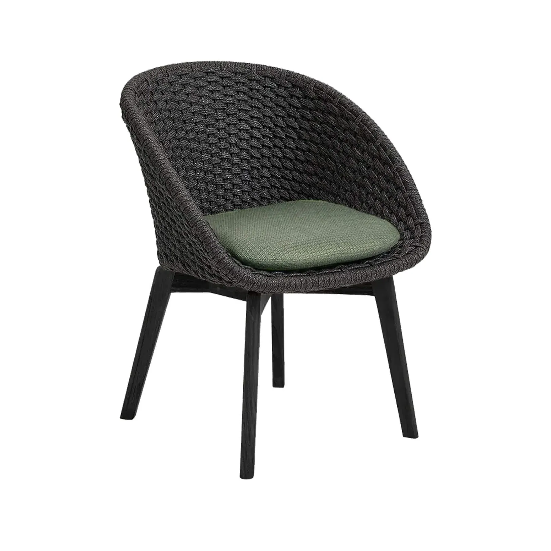 Garden Chair with Cushion - Black, Rope
