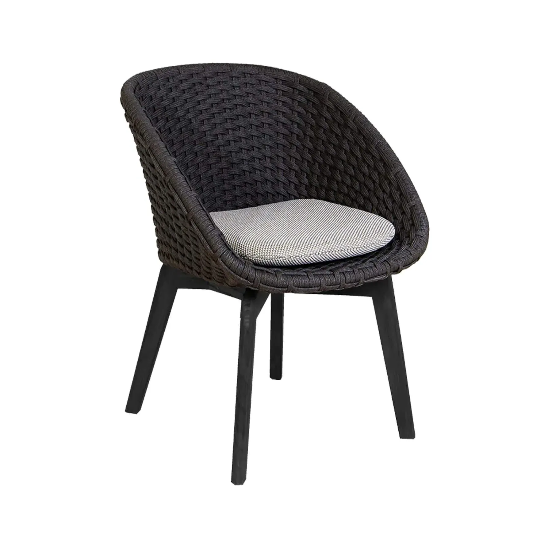 Garden Chair with Cushion - Black, Rope
