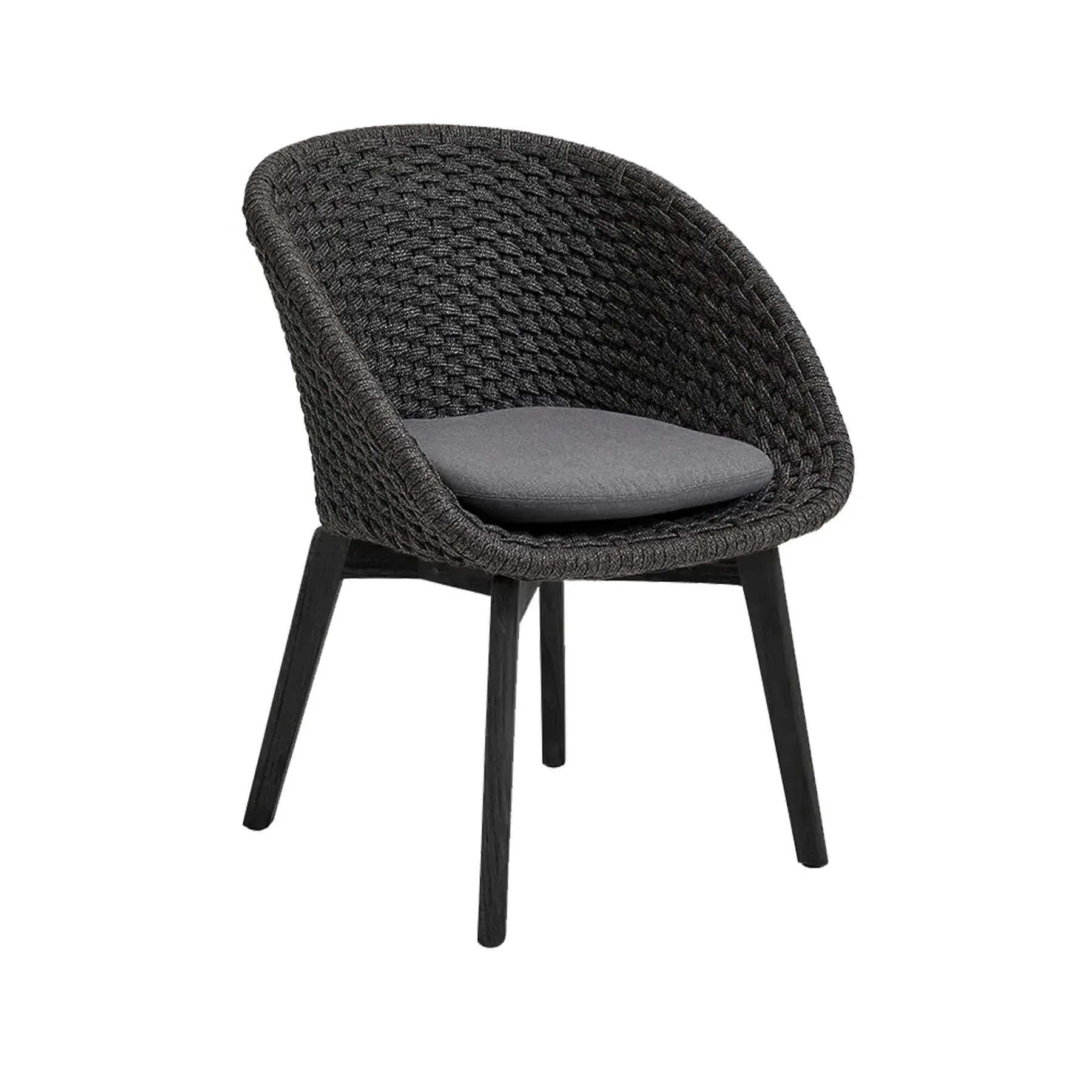 Garden Chair with Cushion - Black, Rope image