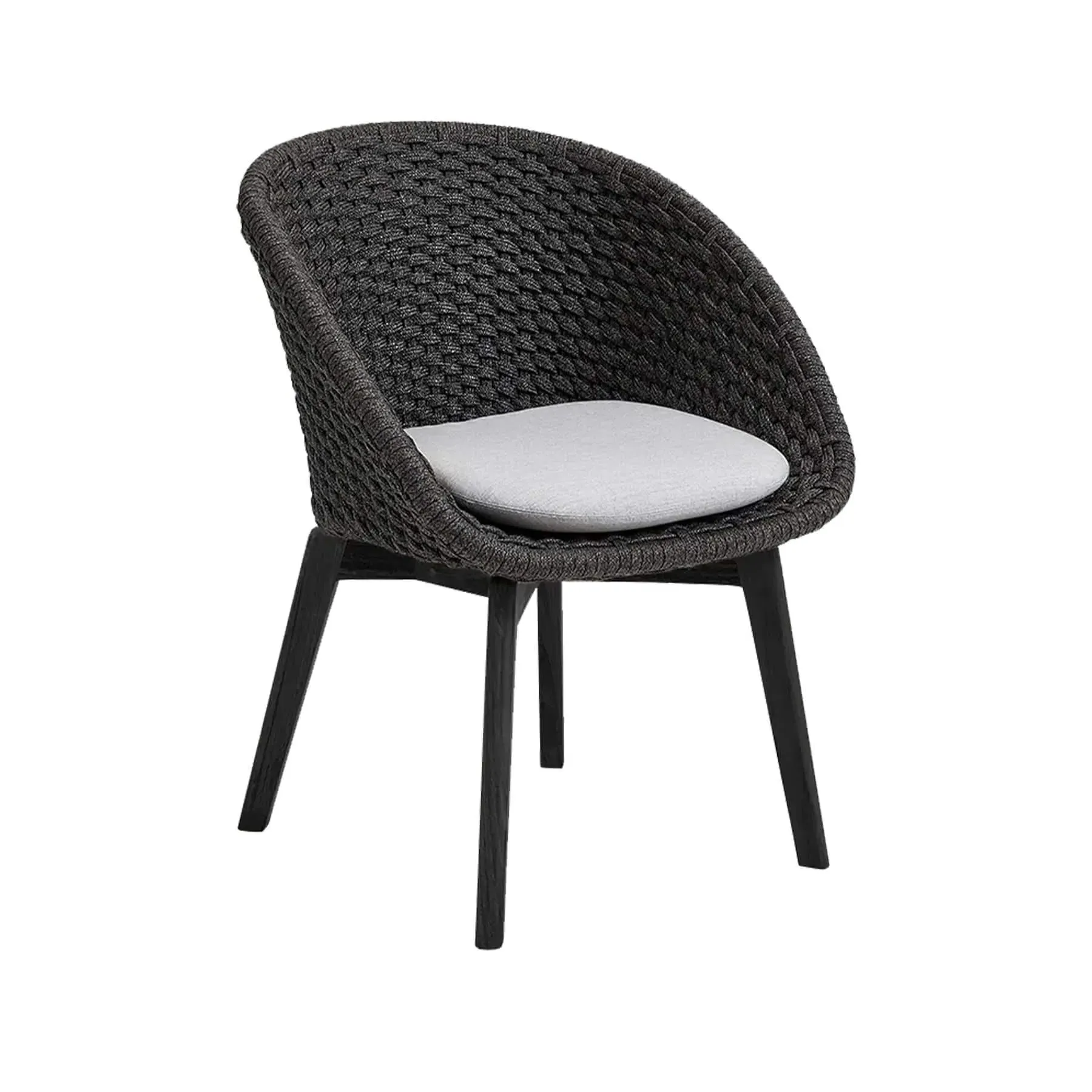 Garden Chair with Cushion - Black, Rope