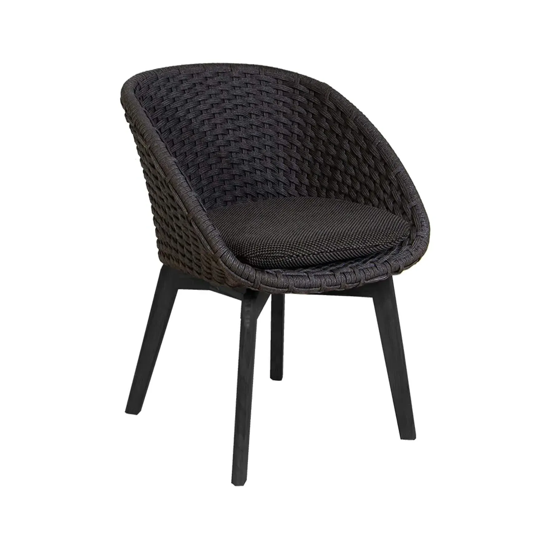 Garden Chair with Cushion - Black, Rope