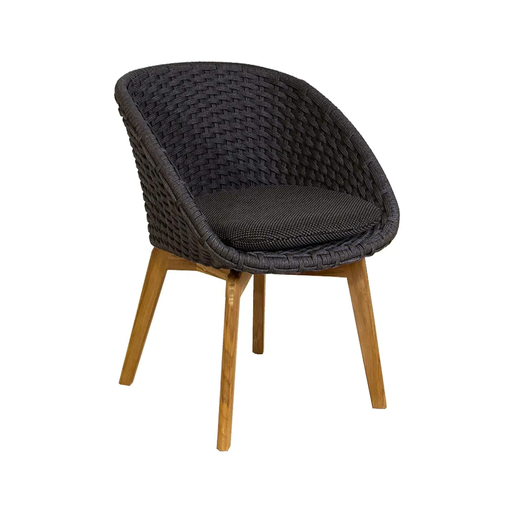 Garden Chair with Cushion - Dark Grey, Rope