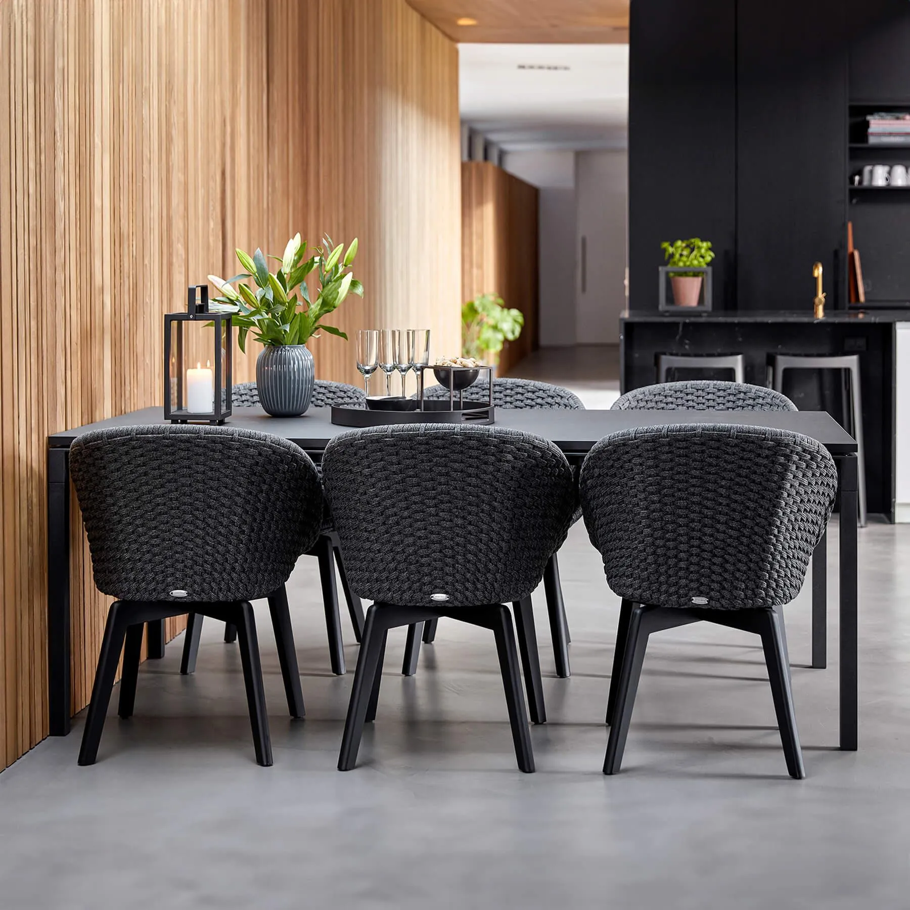 Garden Chair with Cushion - Grey, Rope