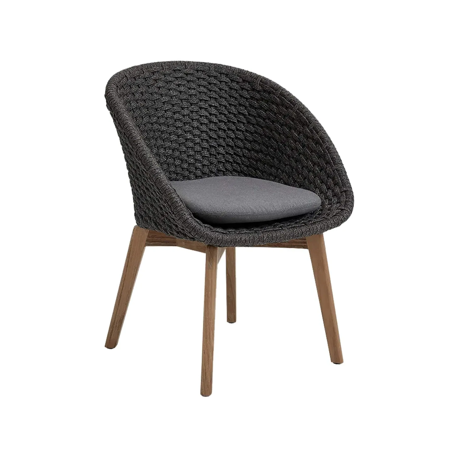 Garden Chair with Cushion - Grey, Rope image