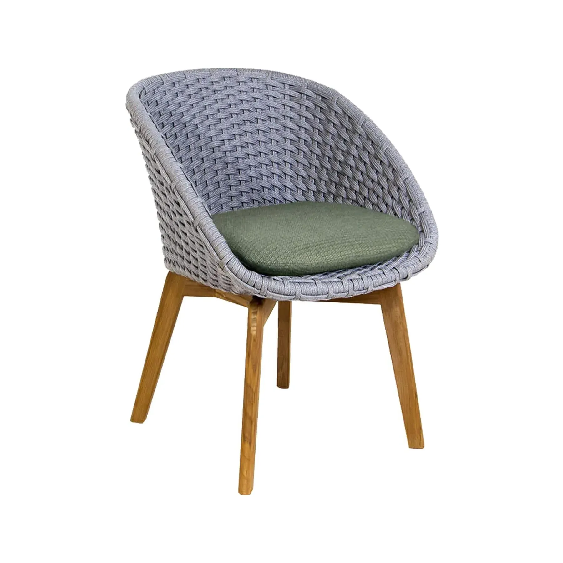 Garden Chair with Cushion - Light Grey, Rope