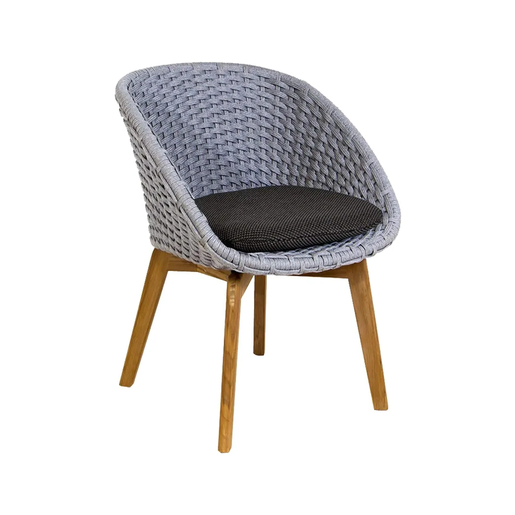 Garden Chair with Cushion - Light Grey, Rope