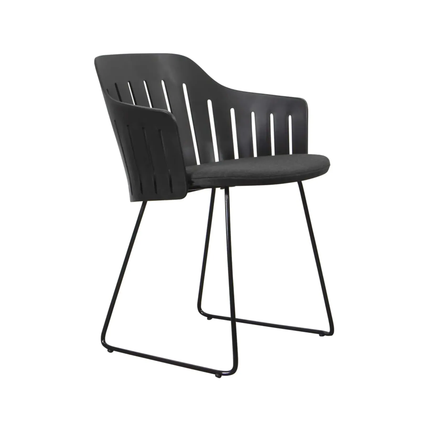 Garden Chair with Sled Legs - Black, Steel