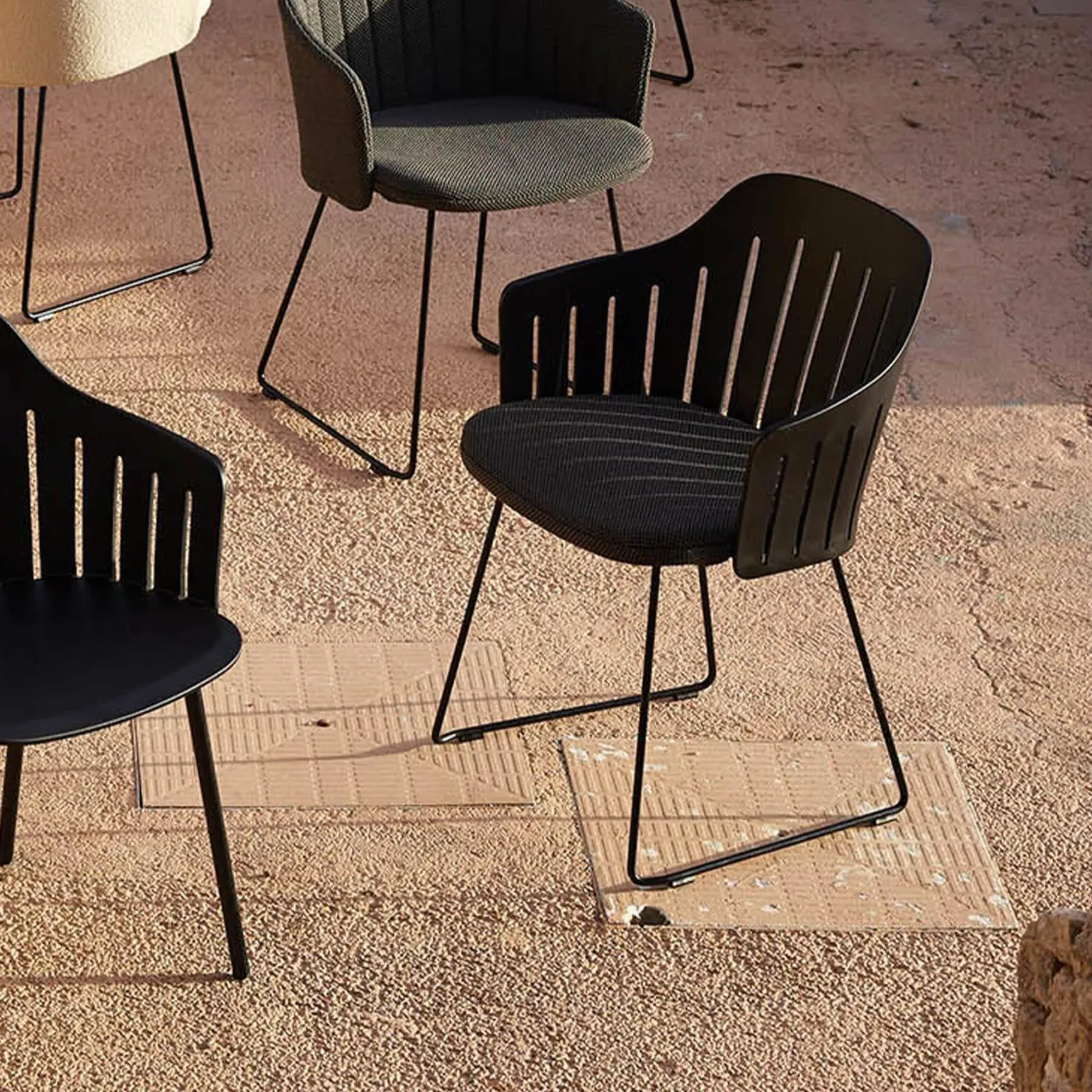 Garden Chair with Sled Legs - Green, Steel