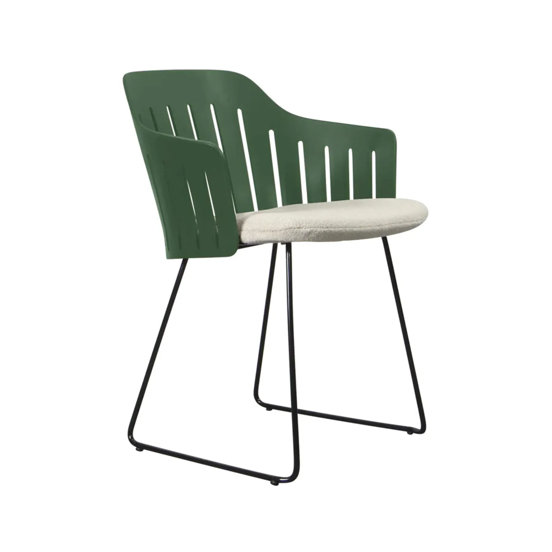 Garden Chair with Sled Legs - Green, Steel