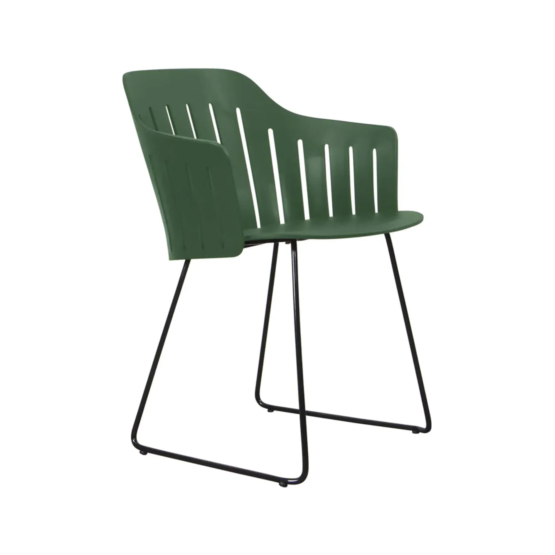 Garden Chair with Sled Legs - Green, Steel