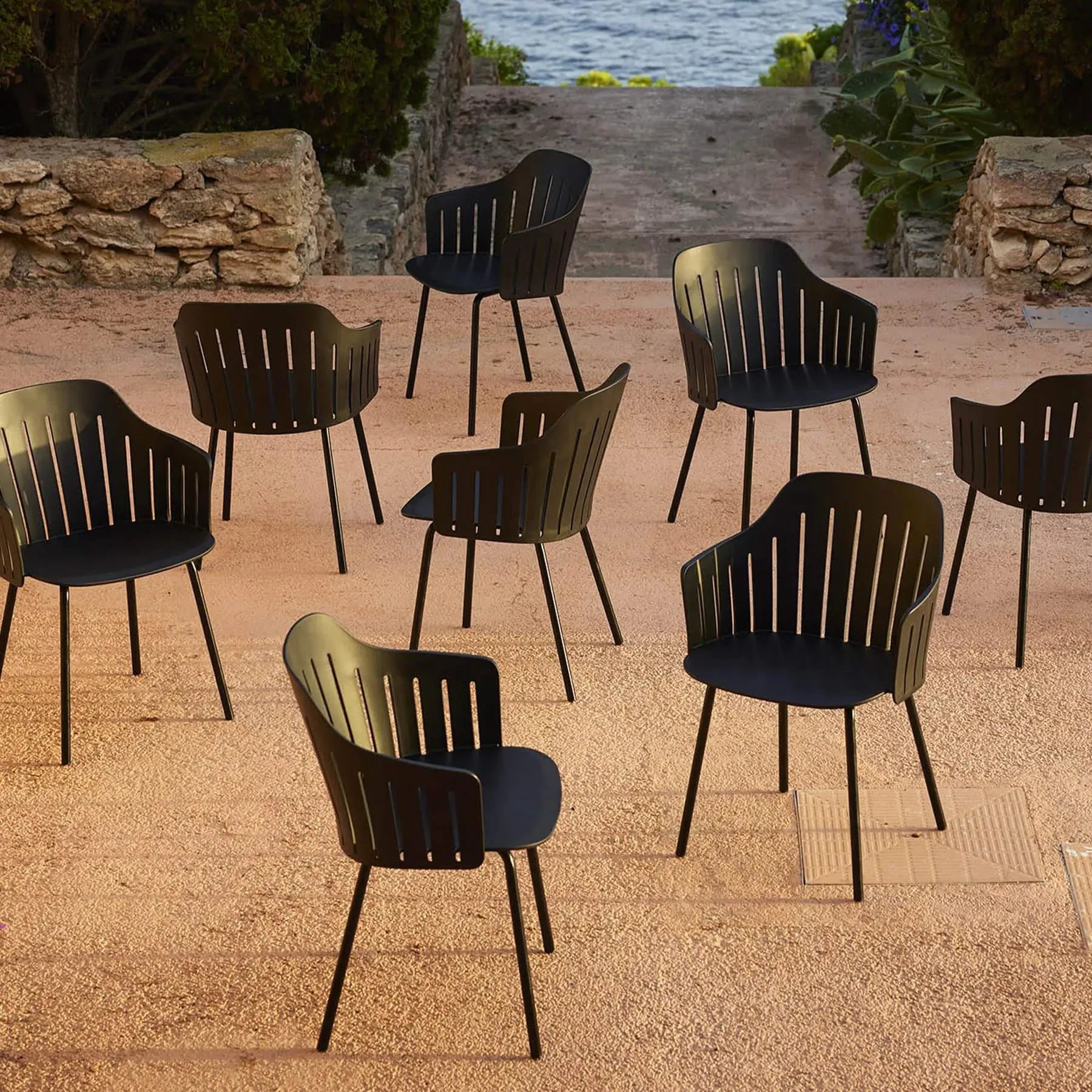 Garden Chair with Steel Legs - Black
