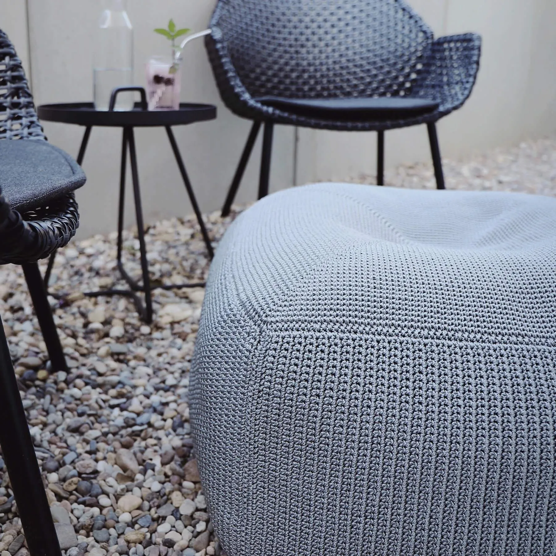 Garden Footstool with Washable Cover - Sand