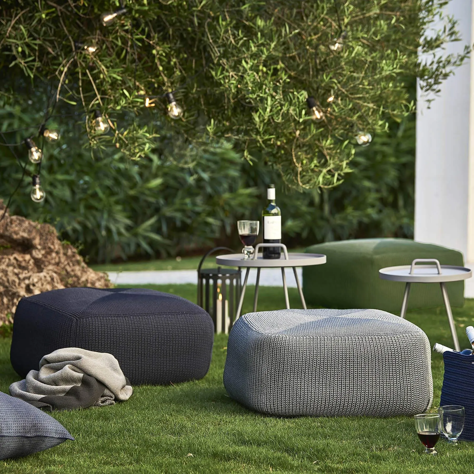 Garden Footstool with Washable Cover - Umber