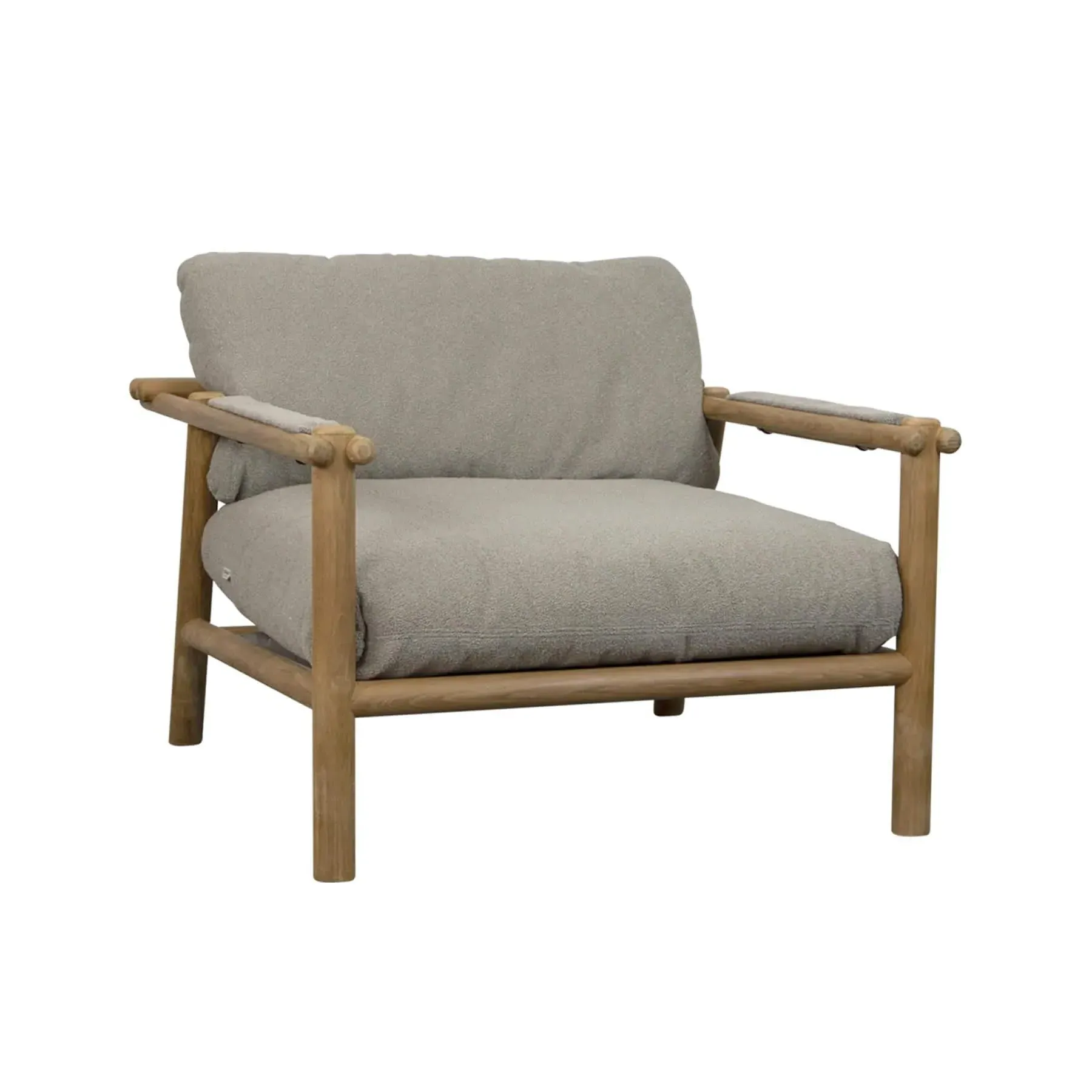 Garden Lounge Chair with Cushion - Brown, Teak