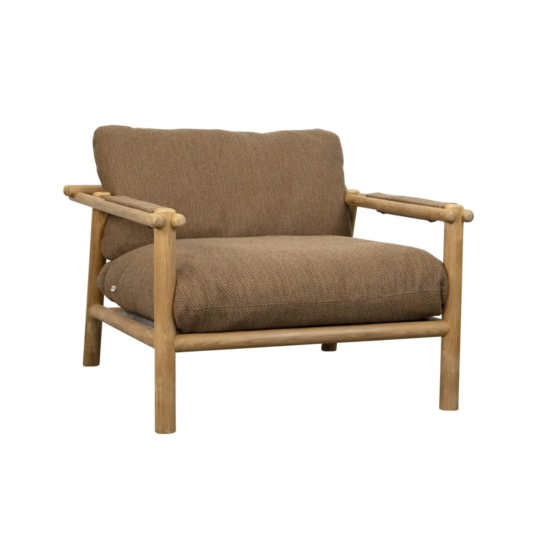 Garden Lounge Chair with Cushion - Brown, Teak
