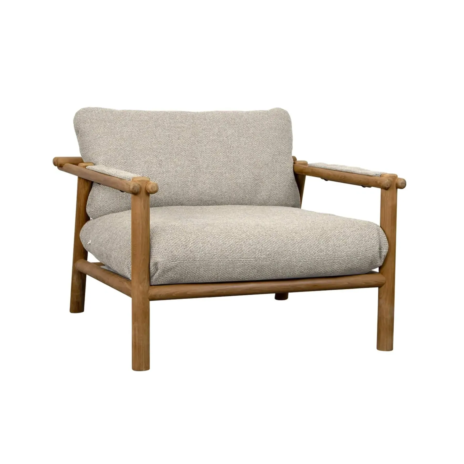 Garden Lounge Chair with Cushion - Sand, Teak